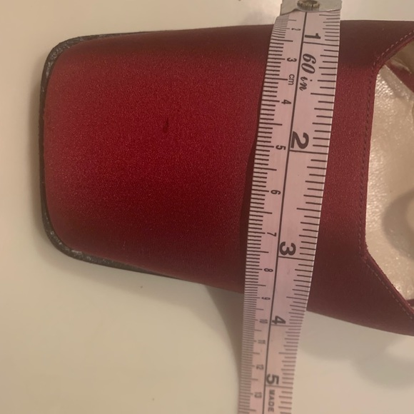CHANEL Red Wine Square Toe Satin Pumps Size 6 - Picture 8 of 9